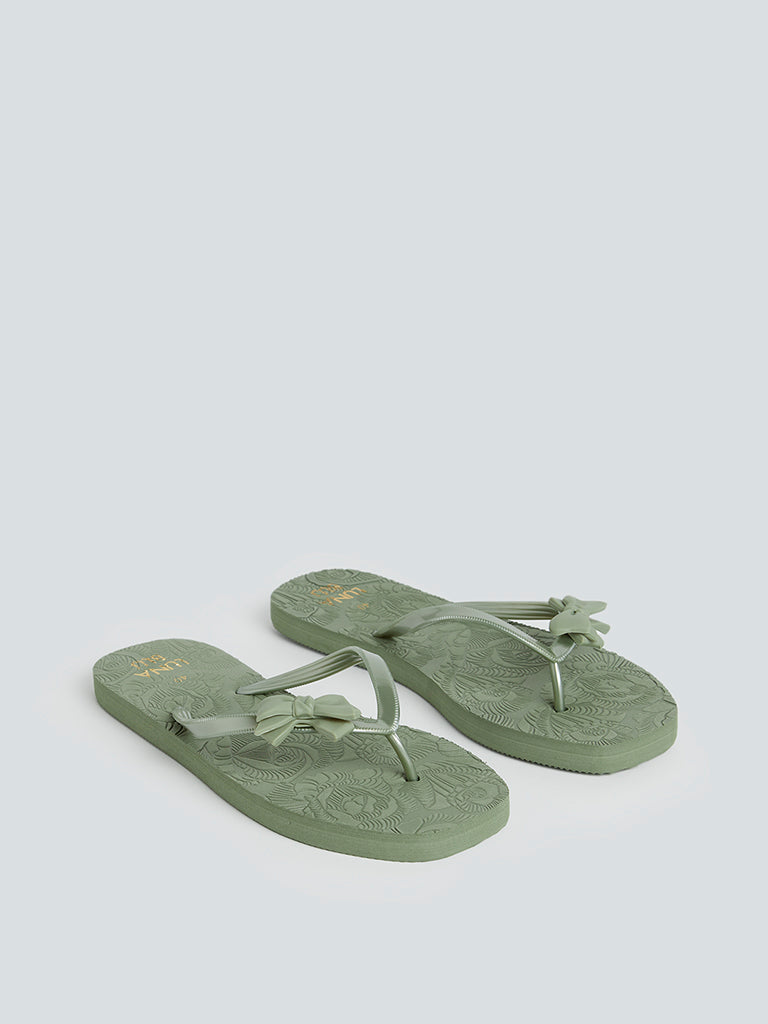 LUNA BLU Sage Bow-Detail Flip-Flops